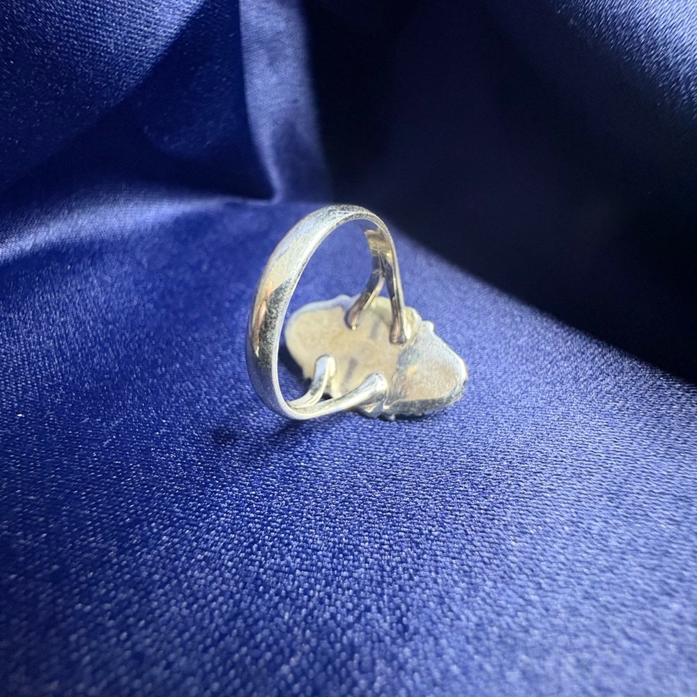 Sterling Silver Double Teardrop Turquoise Ring - Green Turquoise - Picture 3 of 5
